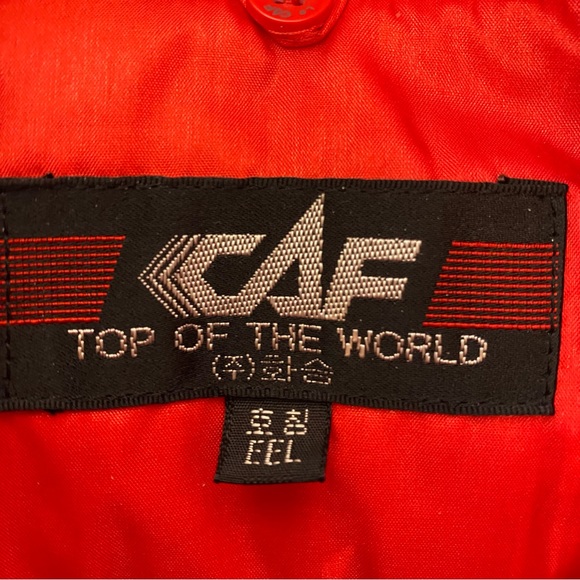 CAF Puffer Jacket Ski Team Gray Red Color Block Zip and Snap Button Front - Picture 3 of 14